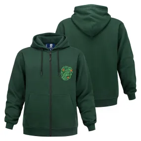 Green Vines and Roses Zip-Up Hoodie with Jerry Garcia Design