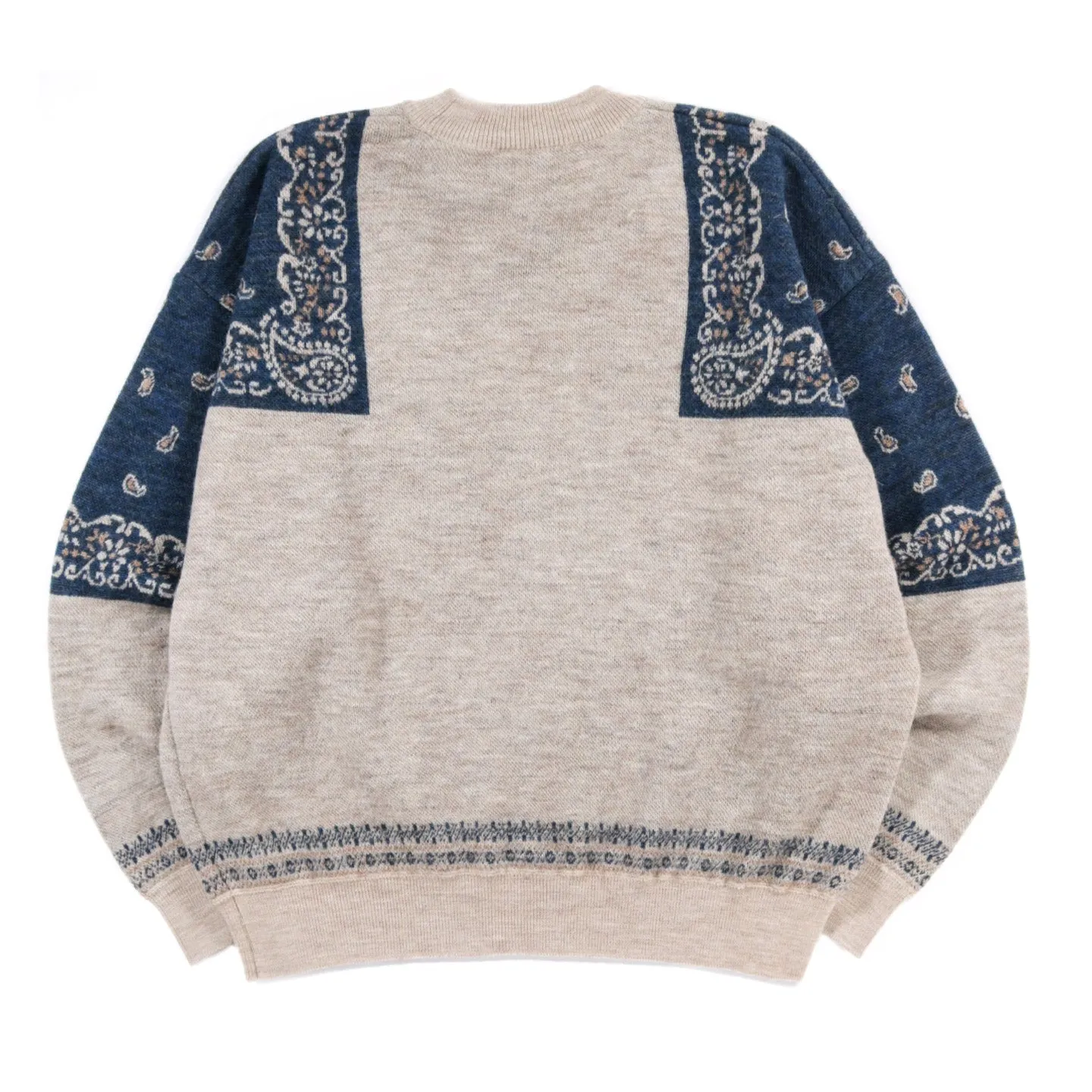 KAPITAL 12G WOOL BANDANA CREW SWEATER NAVY