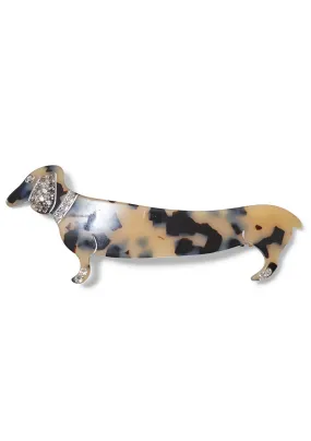 Large Beige Black Basset Dog Hair Clip