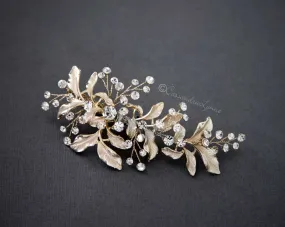 Light Gold Leaf Wedding Hair Clip