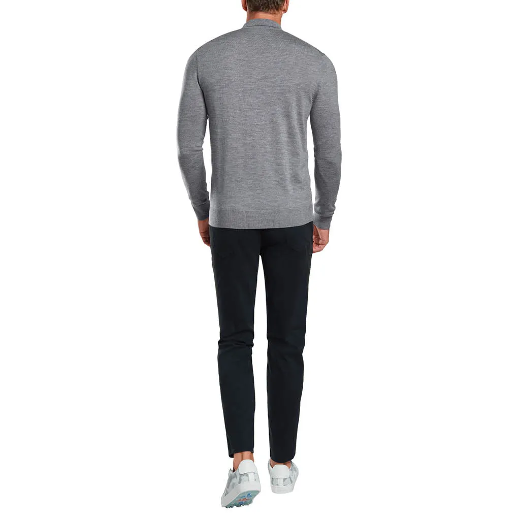 LONG SLEEVE POLO COLLAR LIGHT HEATHER GREY