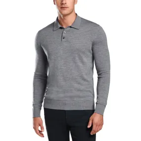 LONG SLEEVE POLO COLLAR LIGHT HEATHER GREY