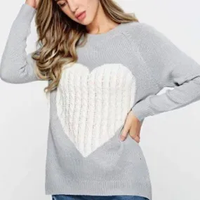 Lover Boy Gray White Heart Sweater