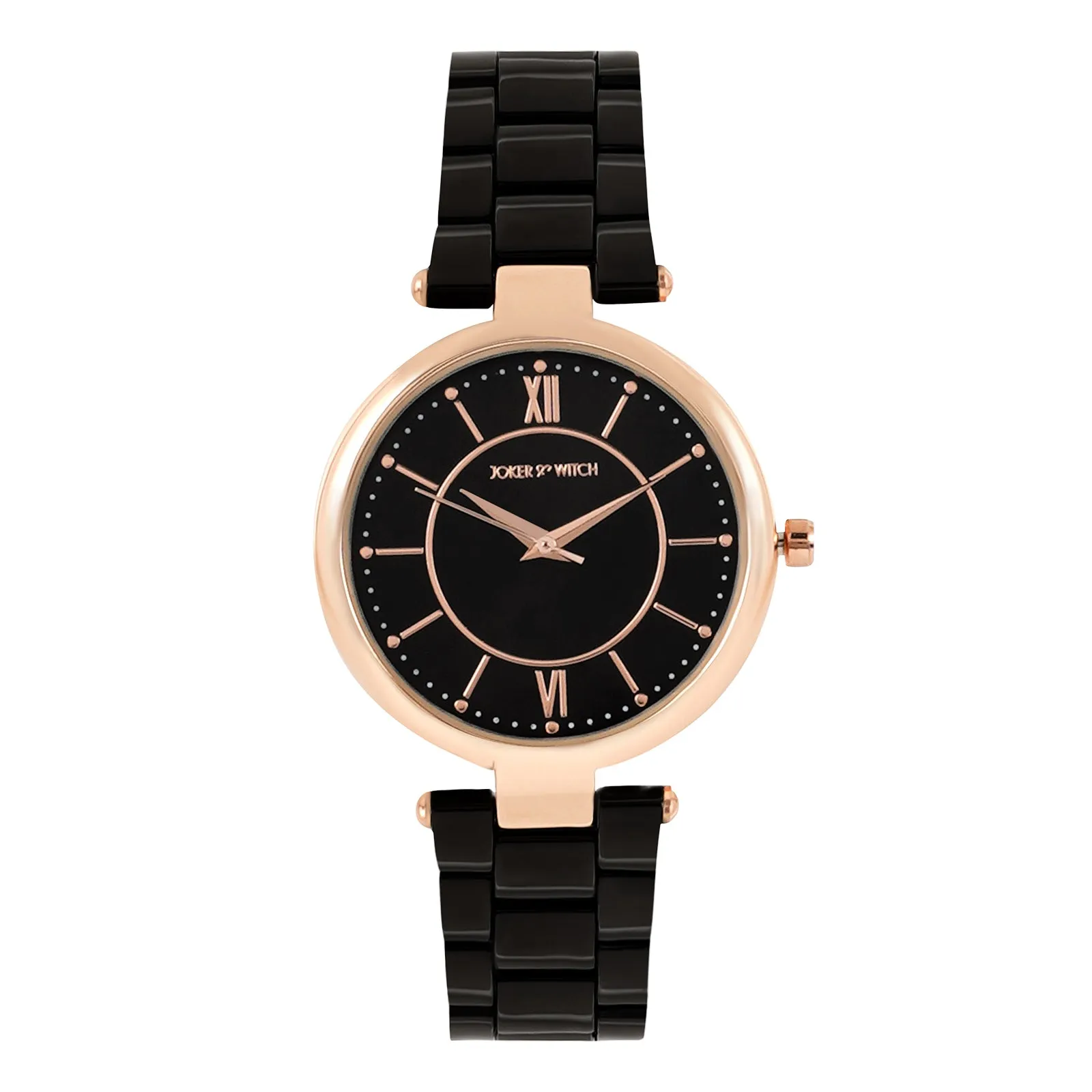 Milan RoseGold & Black Metallic Strap Watch