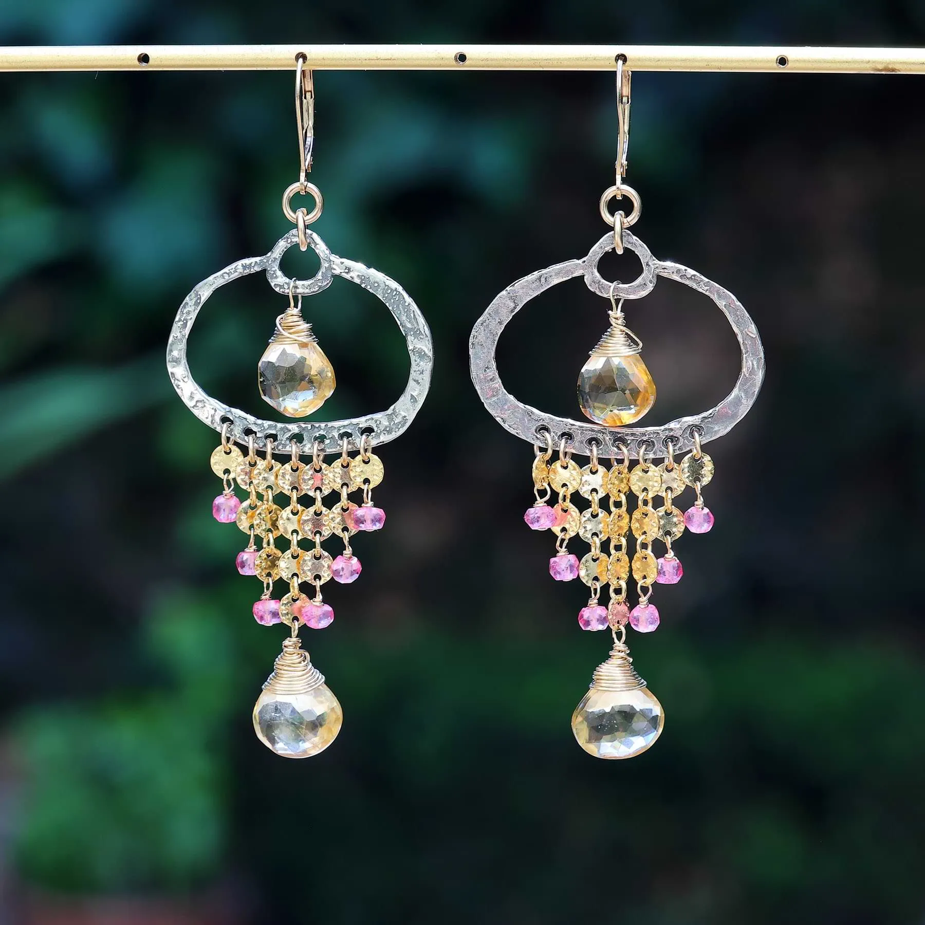 Mirabeau - Citrine and Pink Topaz Drop Earrings