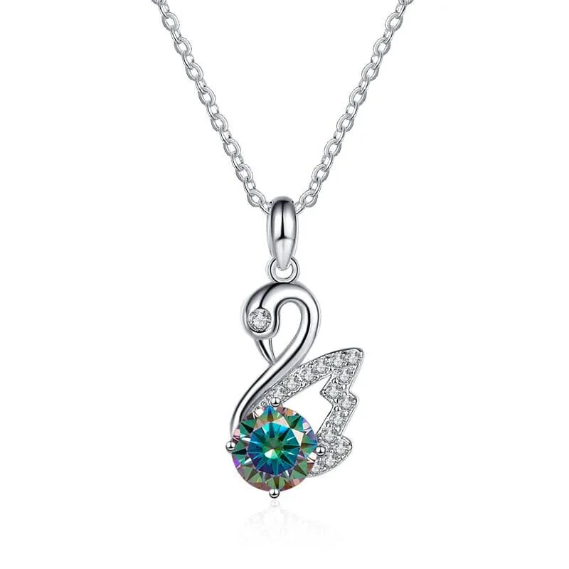 Moissanite Swan Clavicle Chain 925 Sterling Silver Necklace