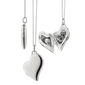 Monica Rich Kosann Slim Sterling Silver Heart Locket Necklace