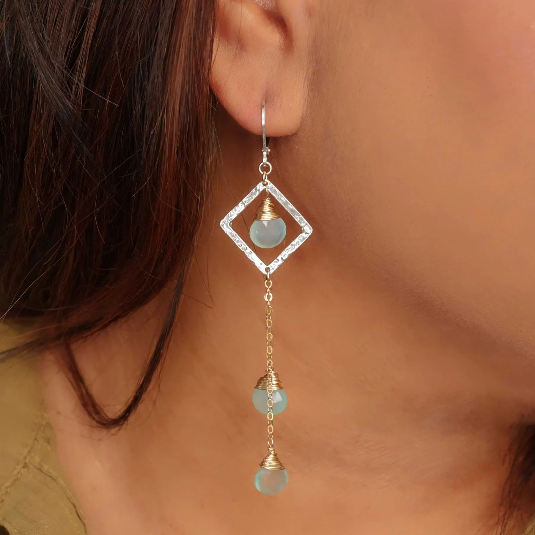 Morning Dew - Cascading Chalcedony Silver Earrings