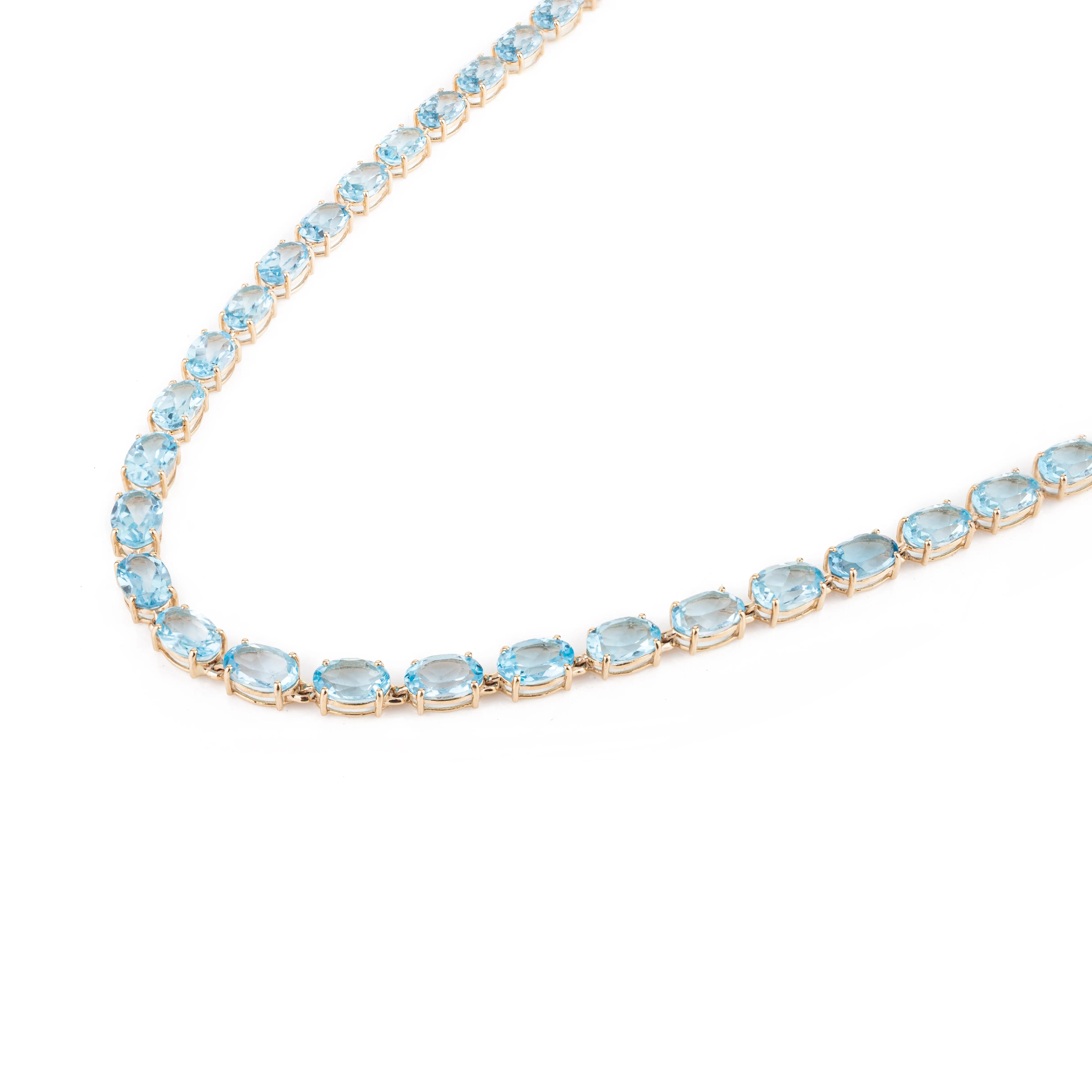 Natural Blue Topaz Gemstone Necklace and Earrings Set