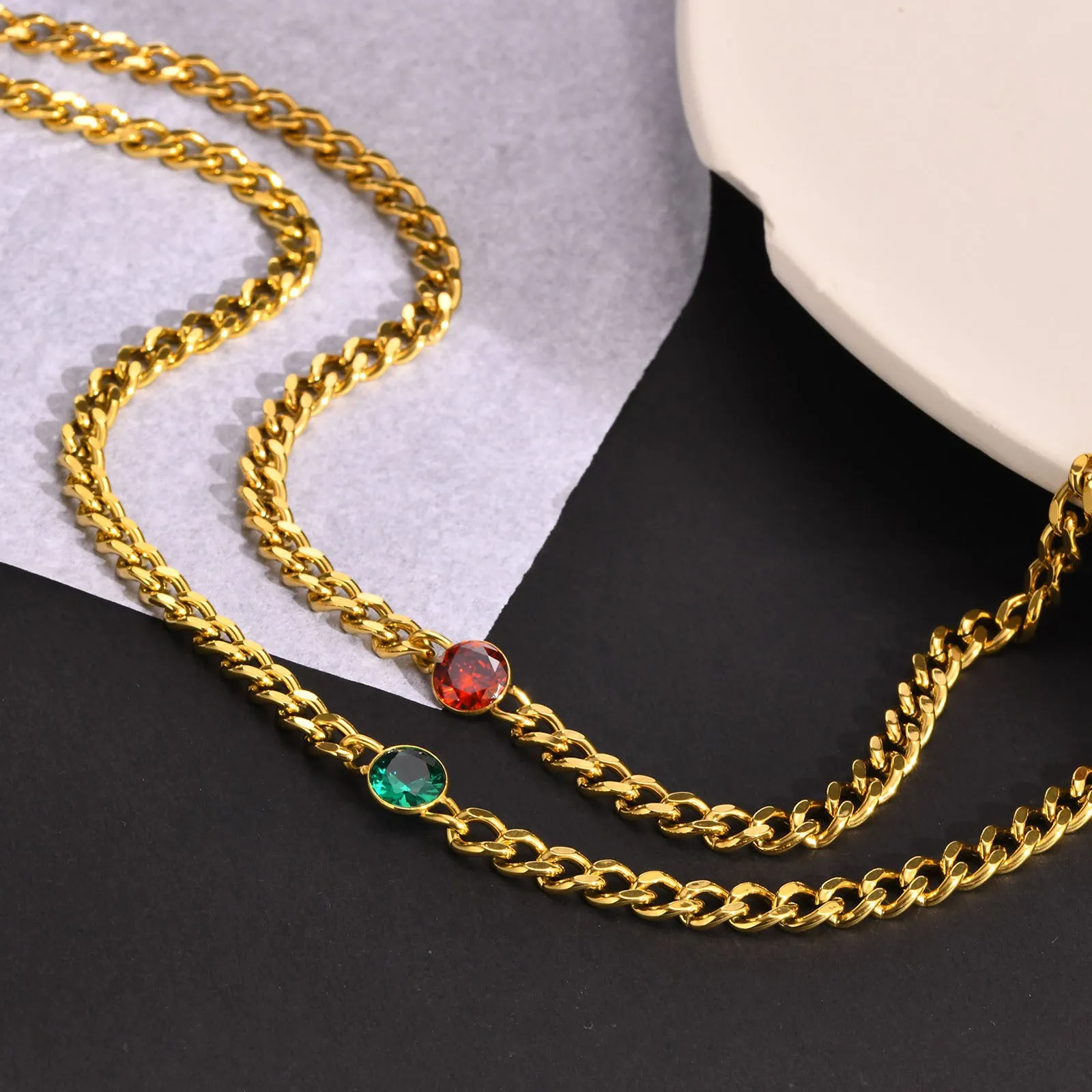 No-Tarnish Medical Titanium Zirconia Hip-Pop Chain Necklace