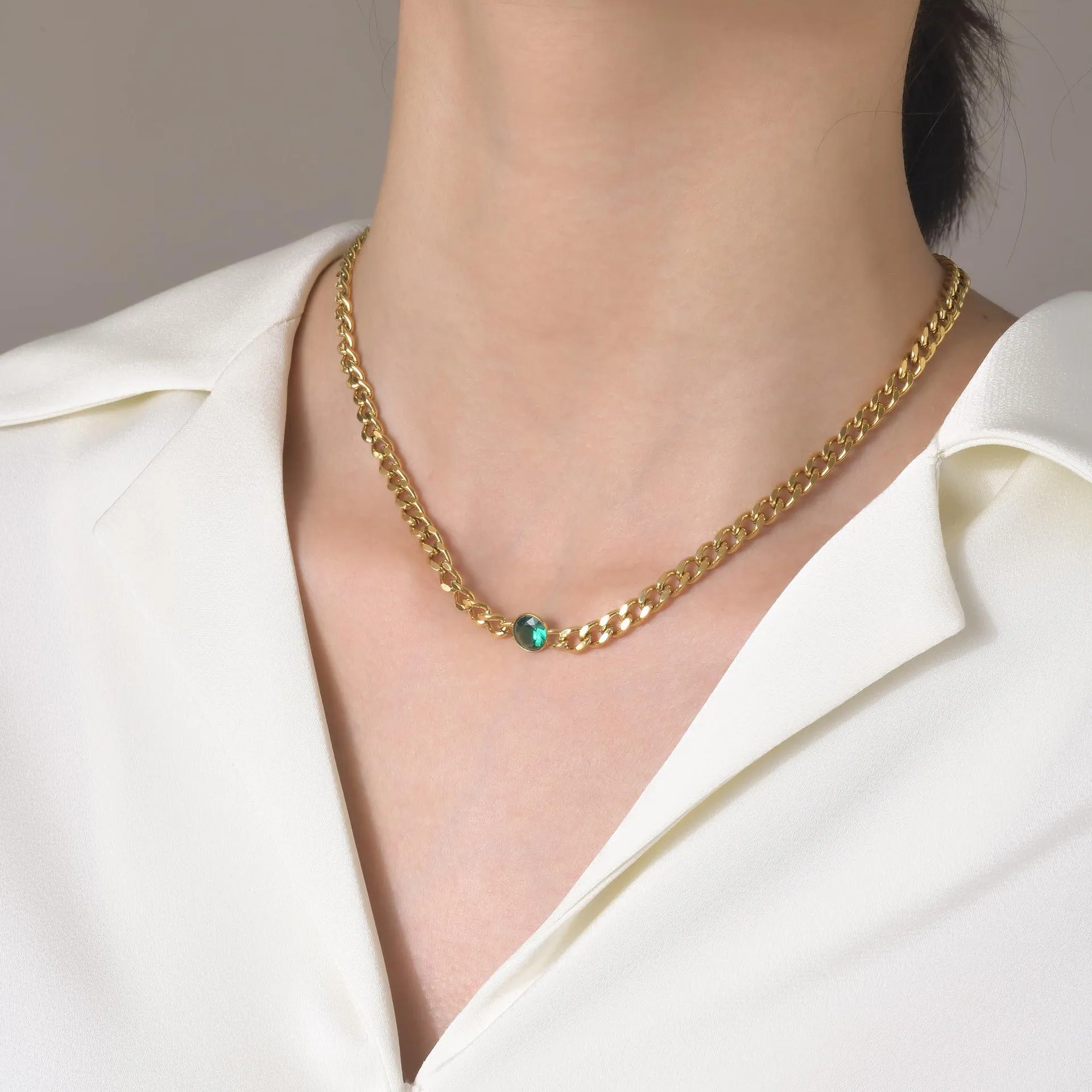 No-Tarnish Medical Titanium Zirconia Hip-Pop Chain Necklace