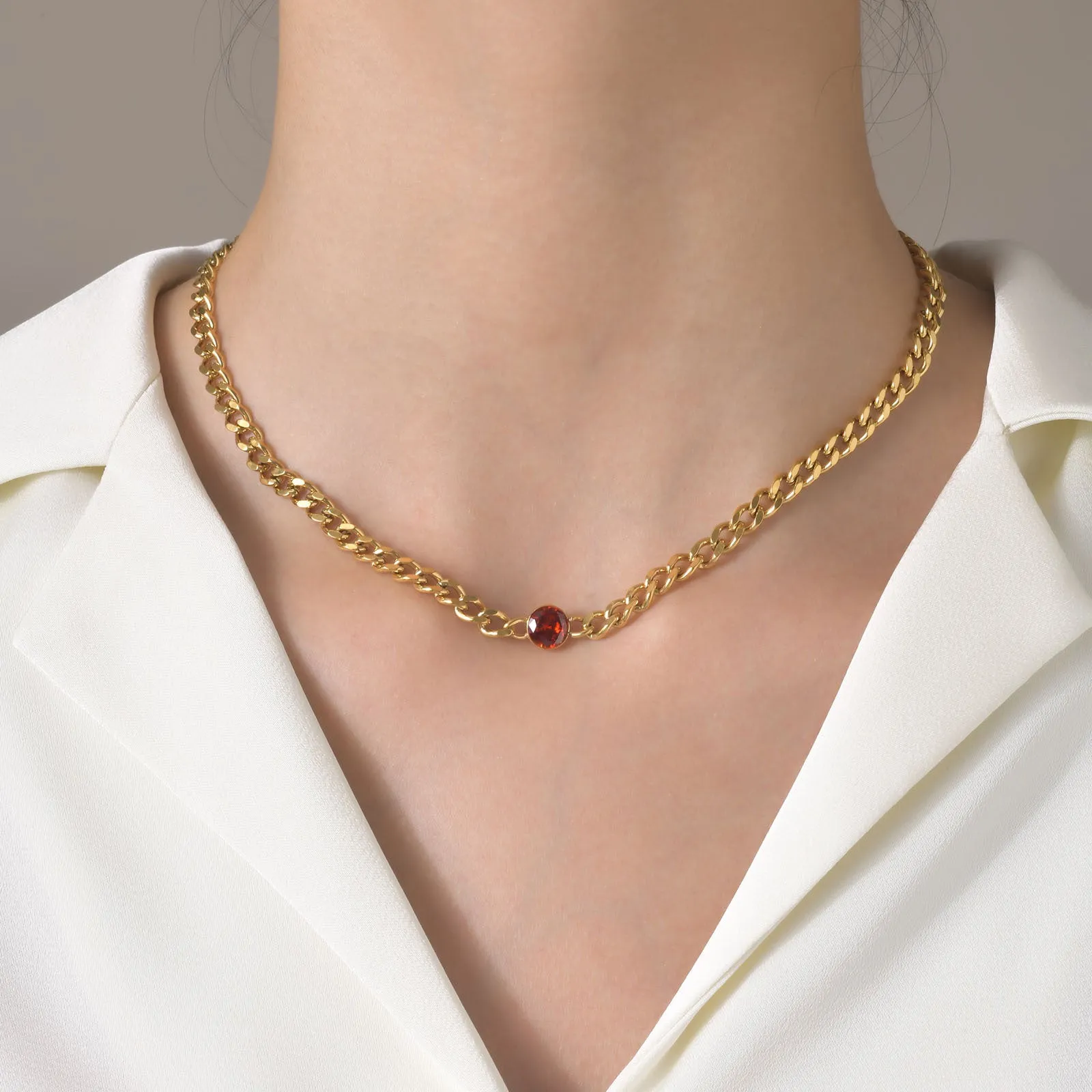 No-Tarnish Medical Titanium Zirconia Hip-Pop Chain Necklace