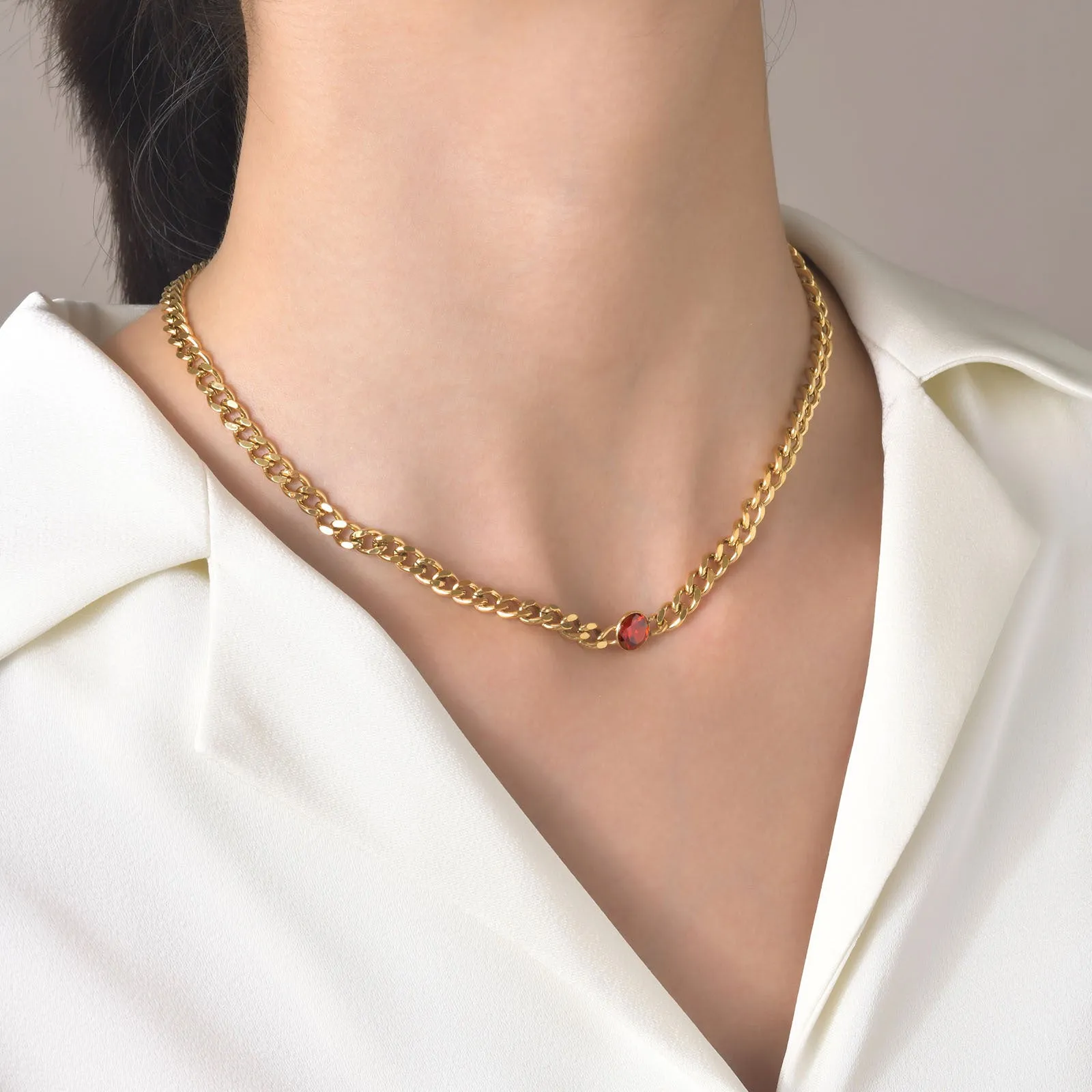 No-Tarnish Medical Titanium Zirconia Hip-Pop Chain Necklace