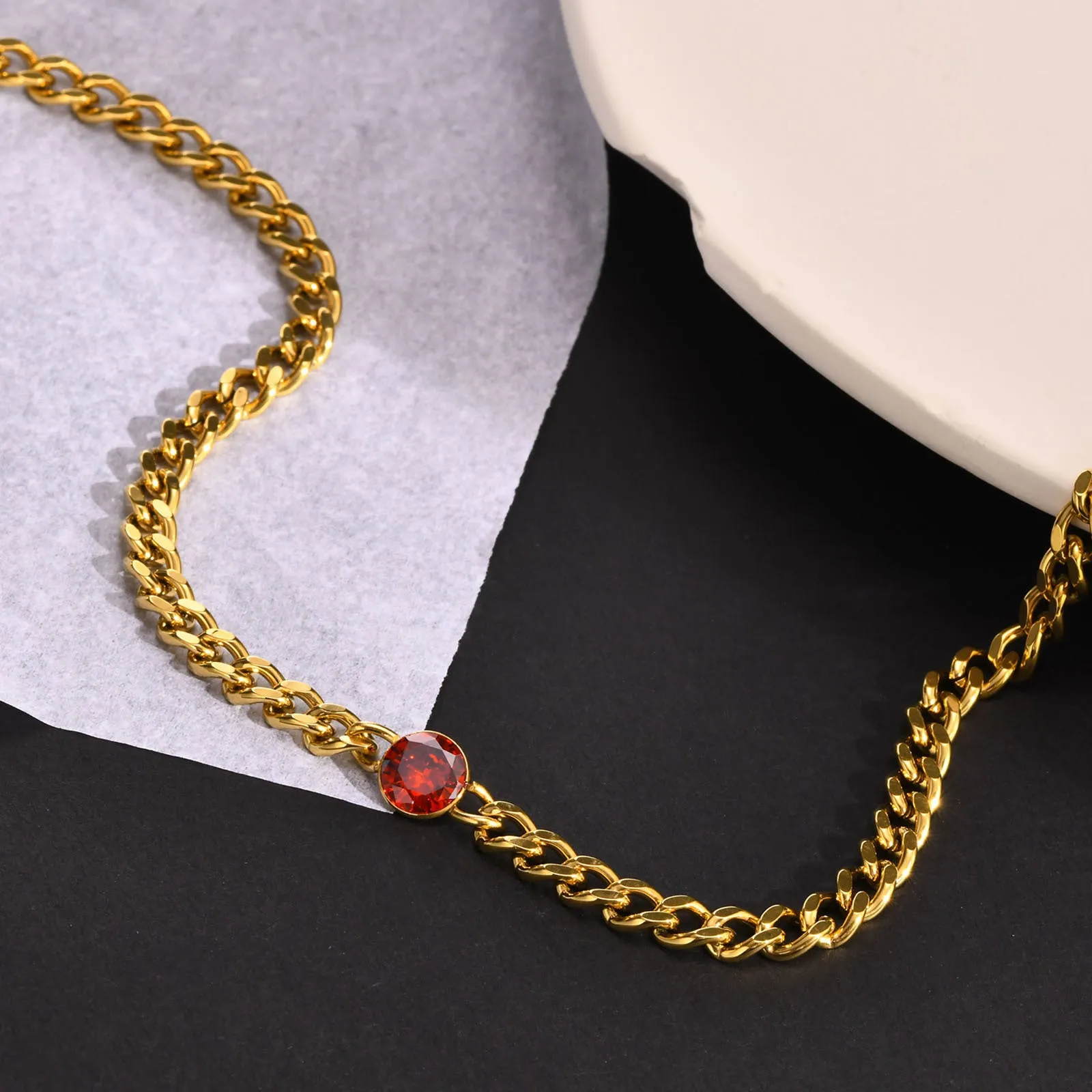 No-Tarnish Medical Titanium Zirconia Hip-Pop Chain Necklace