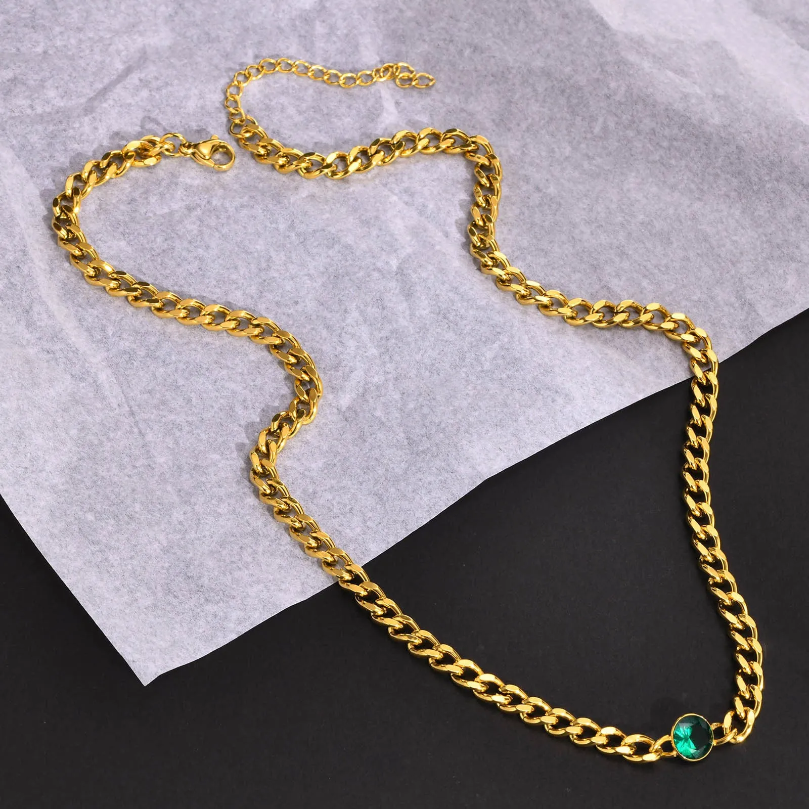 No-Tarnish Medical Titanium Zirconia Hip-Pop Chain Necklace