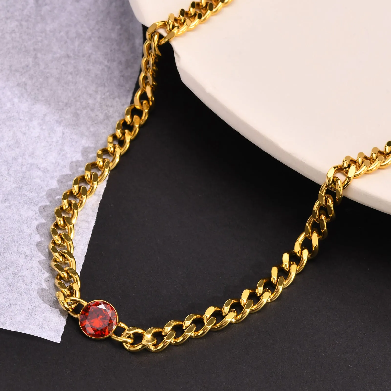 No-Tarnish Medical Titanium Zirconia Hip-Pop Chain Necklace