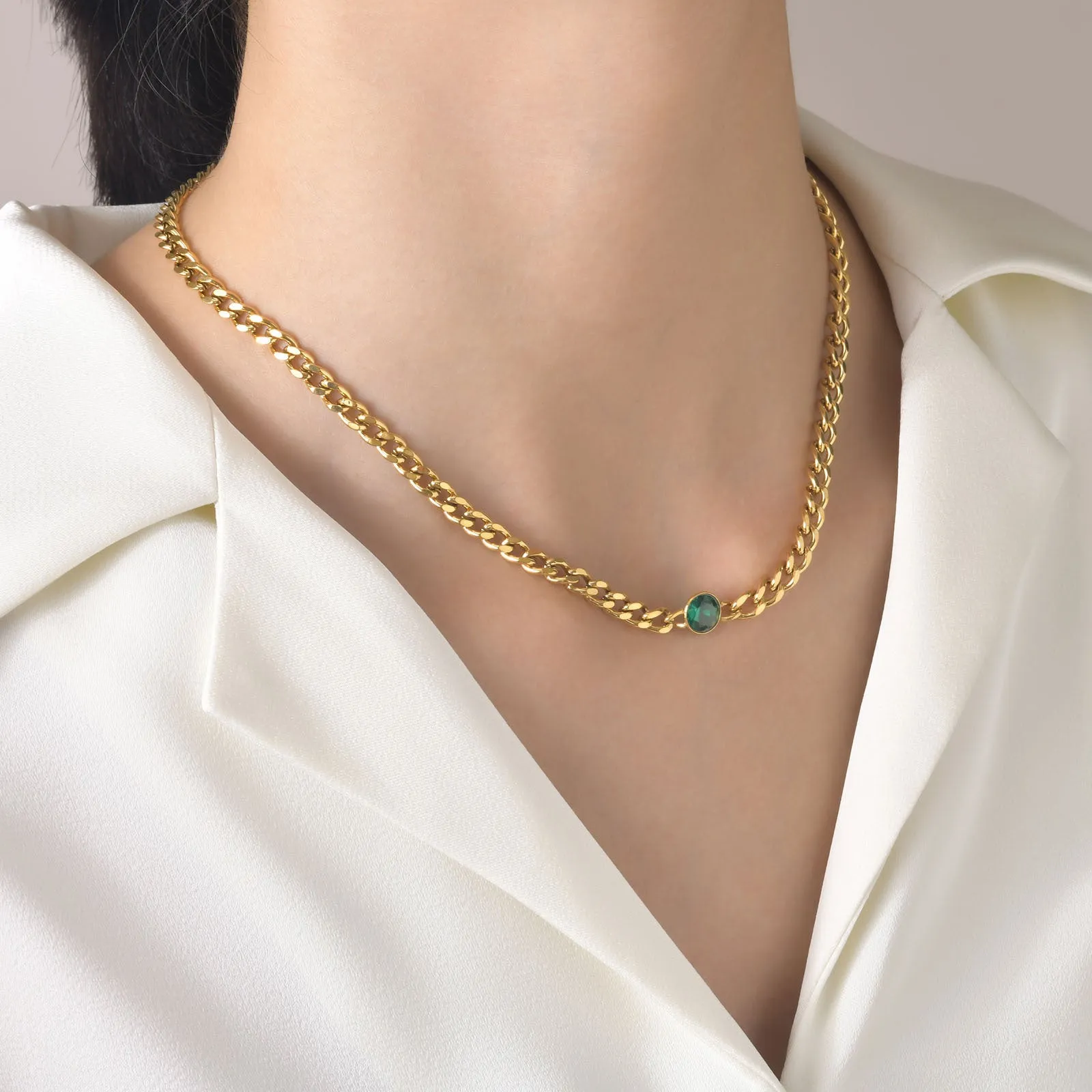 No-Tarnish Medical Titanium Zirconia Hip-Pop Chain Necklace