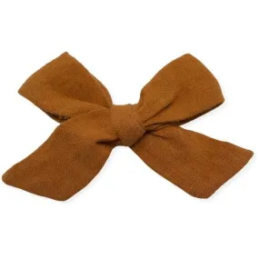 oh baby! School Girl Bow Linen Hair Clip Large - Rust