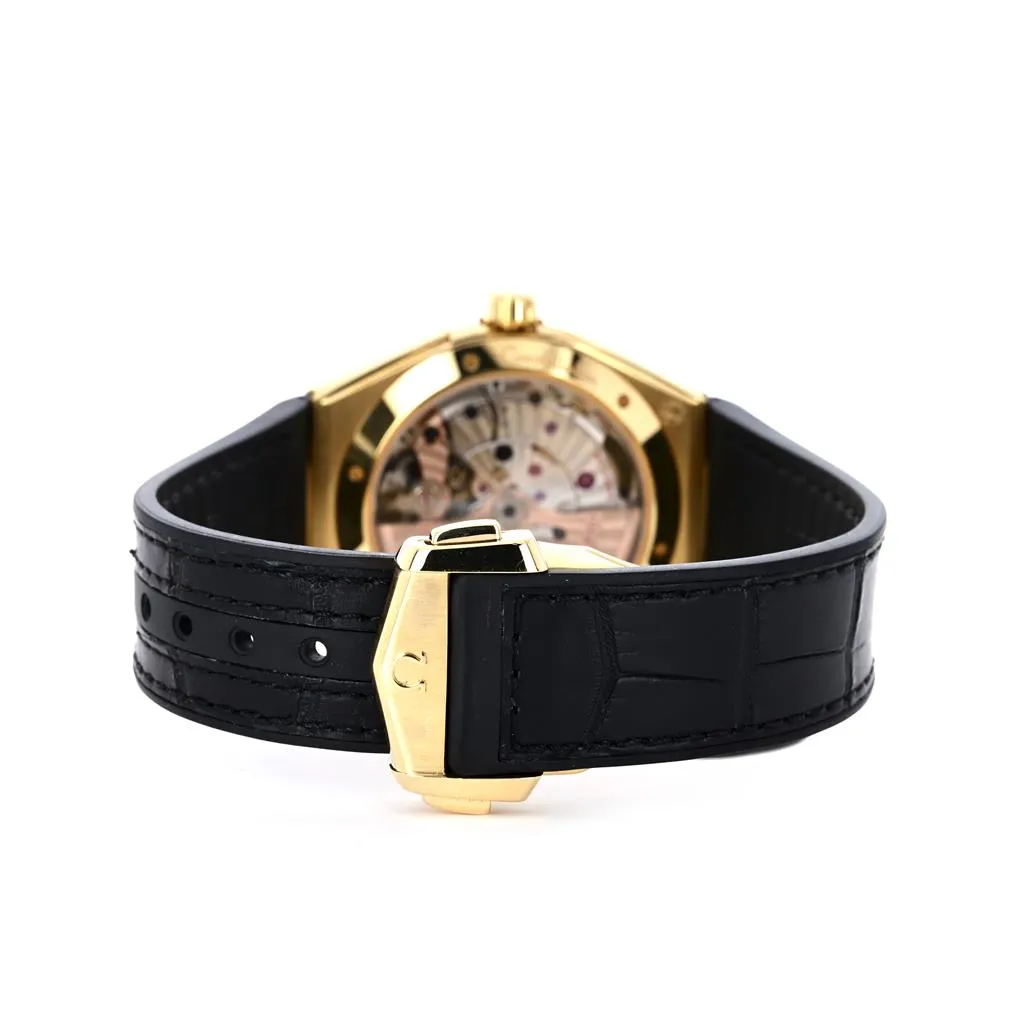 Omega 41mm Constellation, Black Dial, Leather Strap, Yellow Gold - 131.63.41.21.01.001