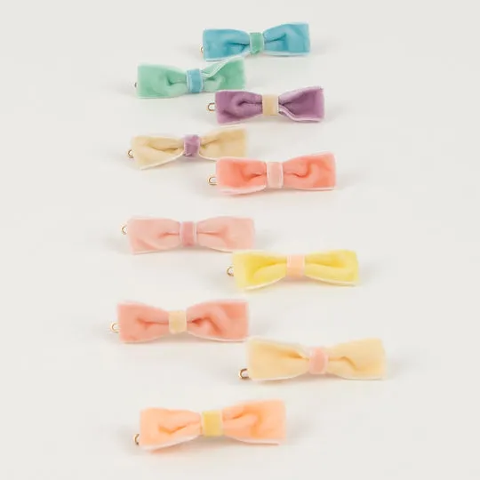 Pastel Velvet Mini Bow Clips