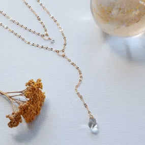 Rain Dance - Double Strand Crystal Quartz Gold Lariat