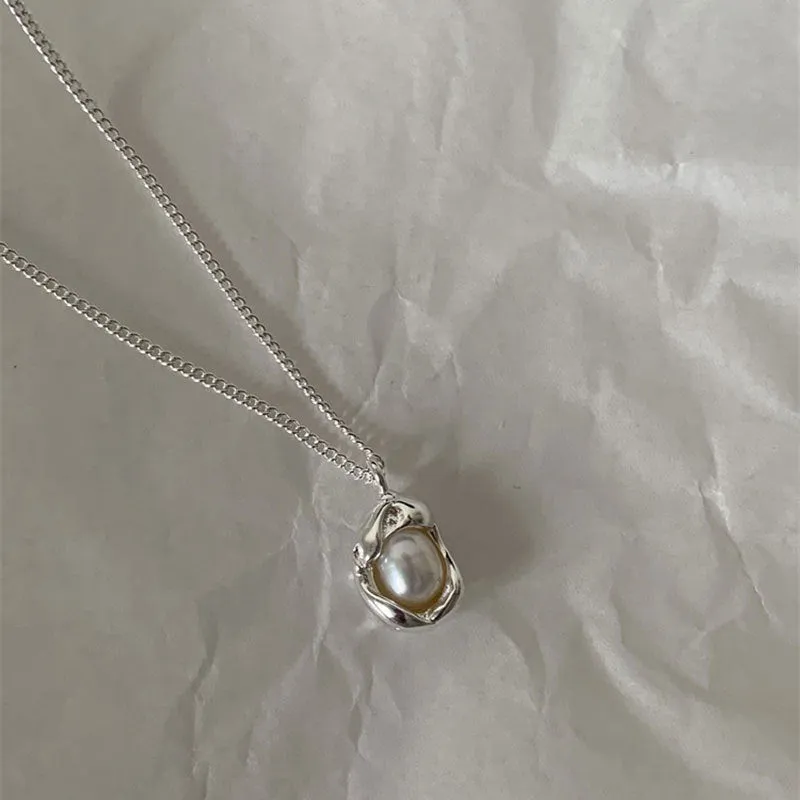 Real Pearl Drop Necklace for Women Created with 925 Sterling Silver