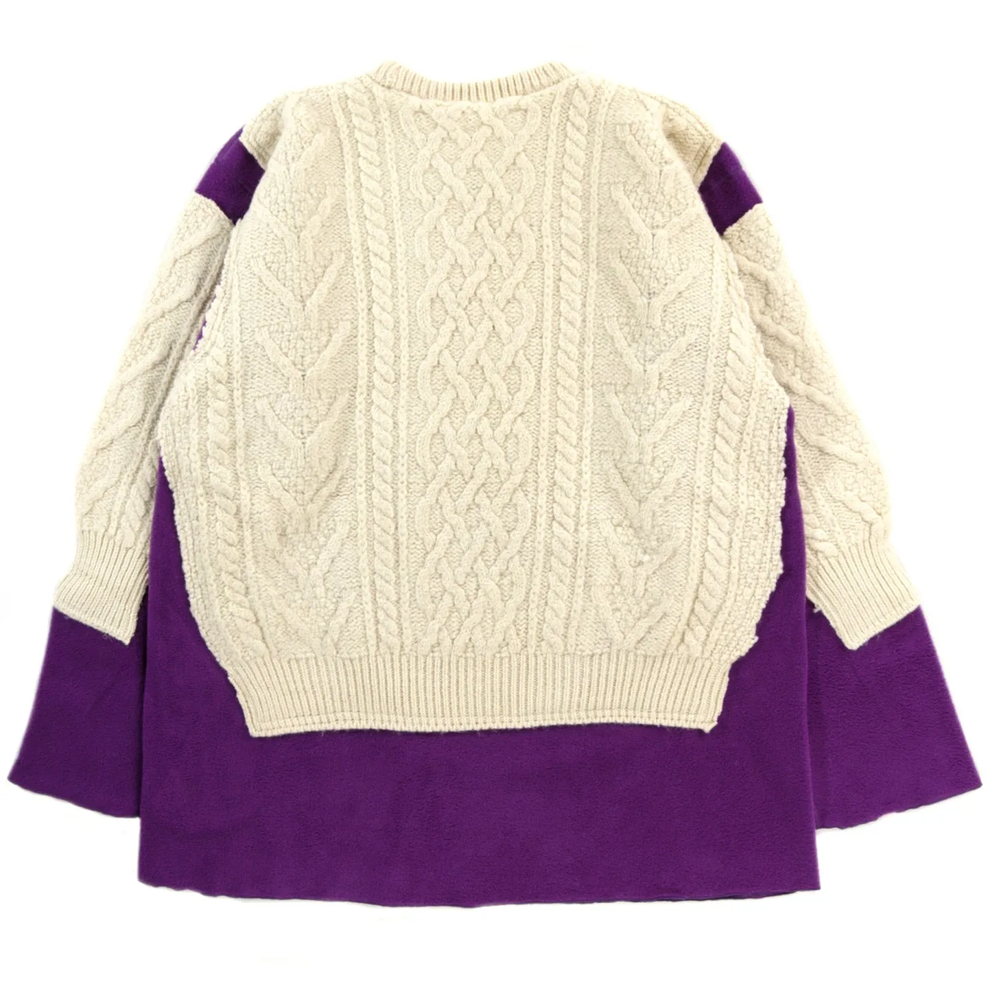 REBUILD BY NEEDLES FISHERMAN SWEATER NATURAL / PURPLE - L (A)