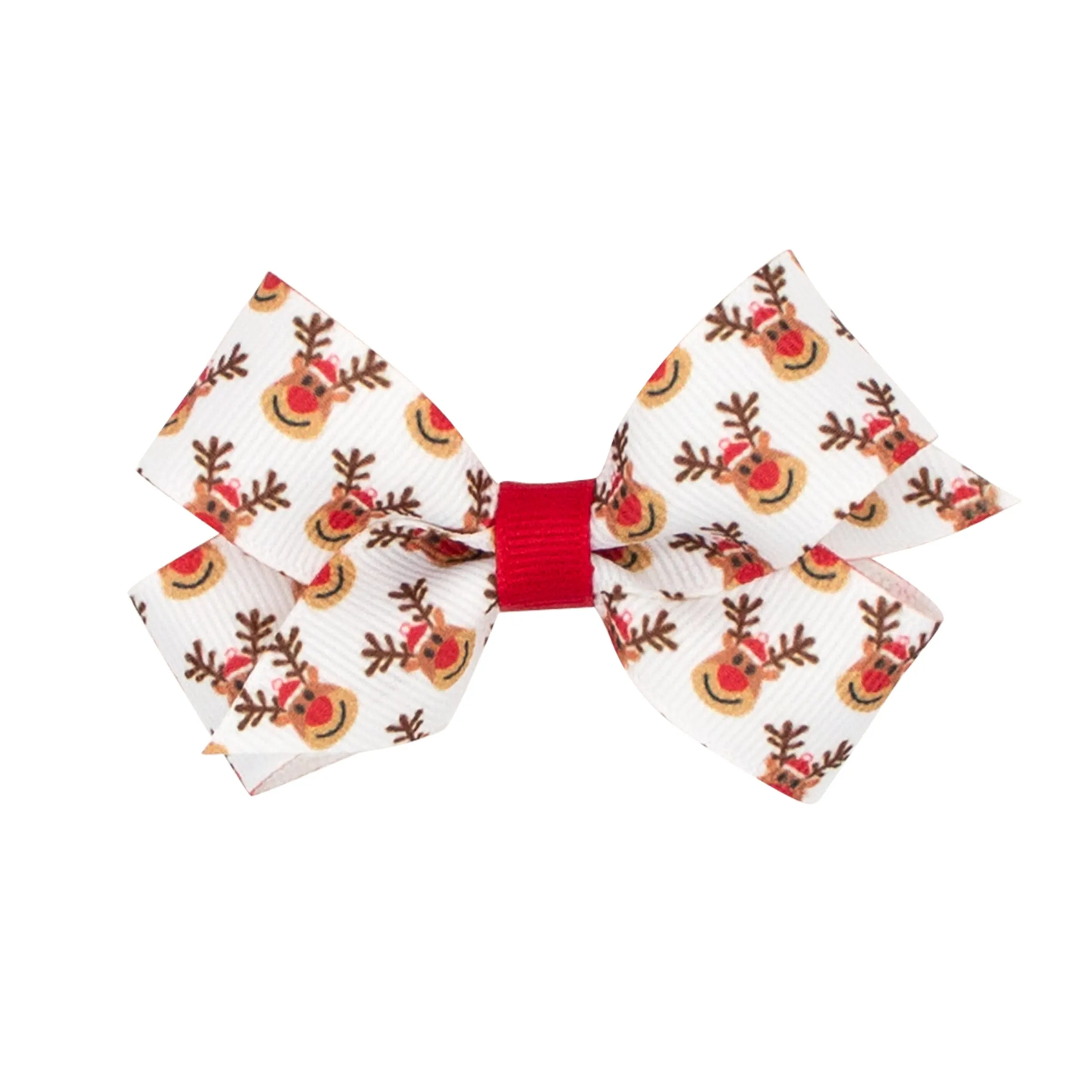 Reindeer Printed Grosgrain Hair Bow on Clippie