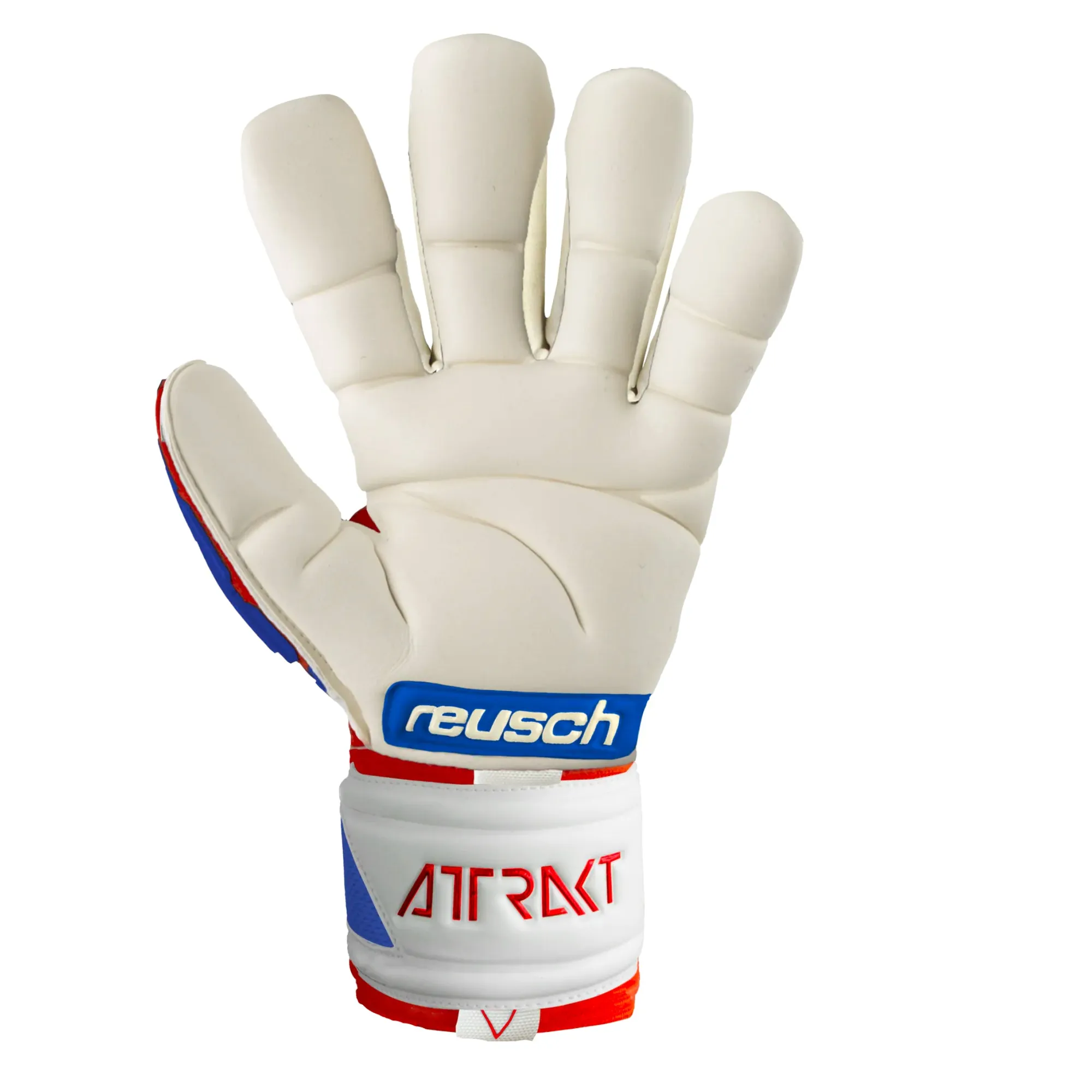 Reusch Men's Attrakt Freegel Gold Fingersave Goalkeeper Gloves Red/Blue