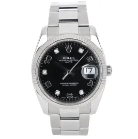 Rolex | 34mm Date Stainless Steel Diamond Watch - 115234