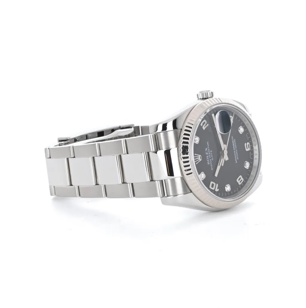 Rolex | 34mm Date Stainless Steel Diamond Watch - 115234