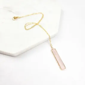 Rose Quartz Bar Necklace