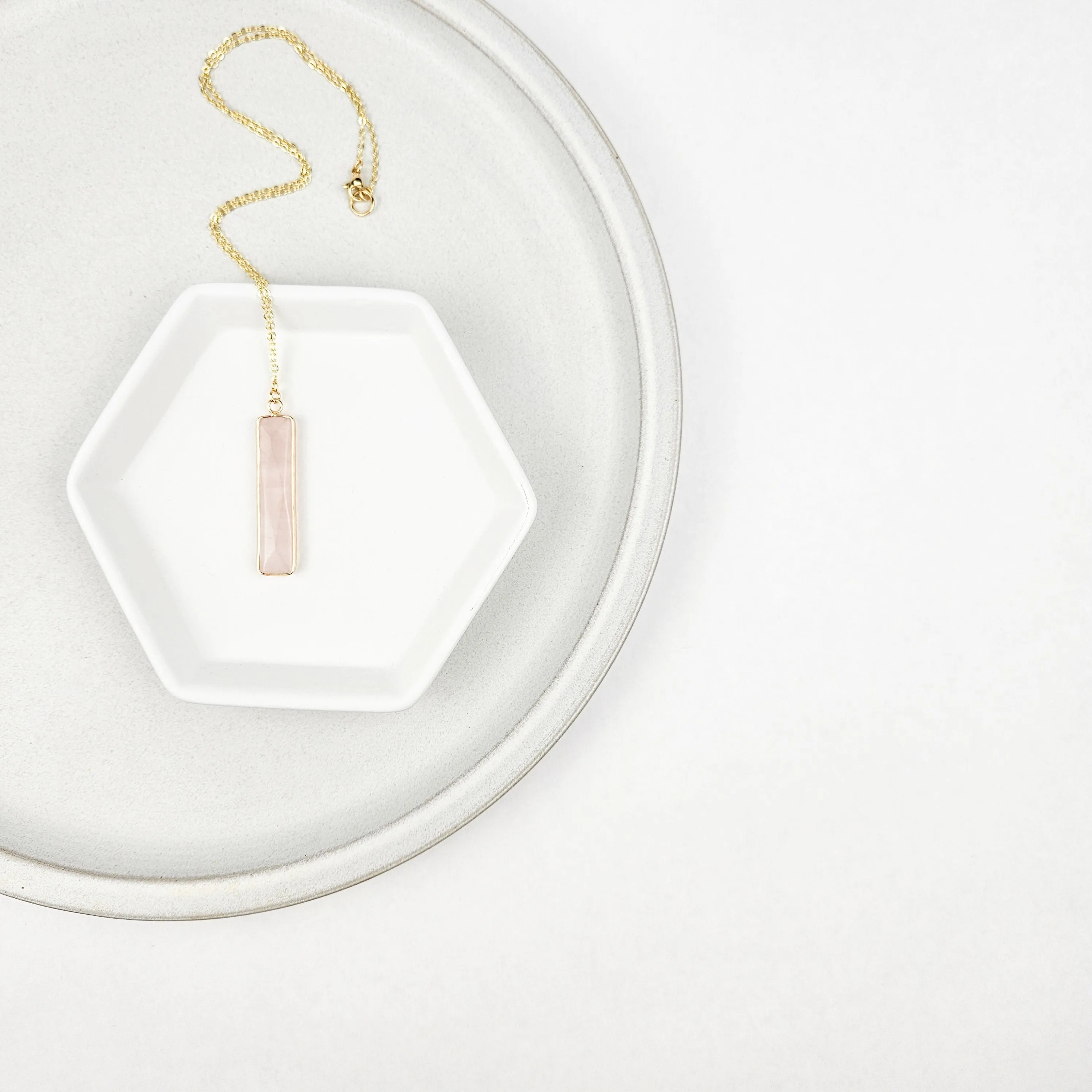 Rose Quartz Bar Necklace