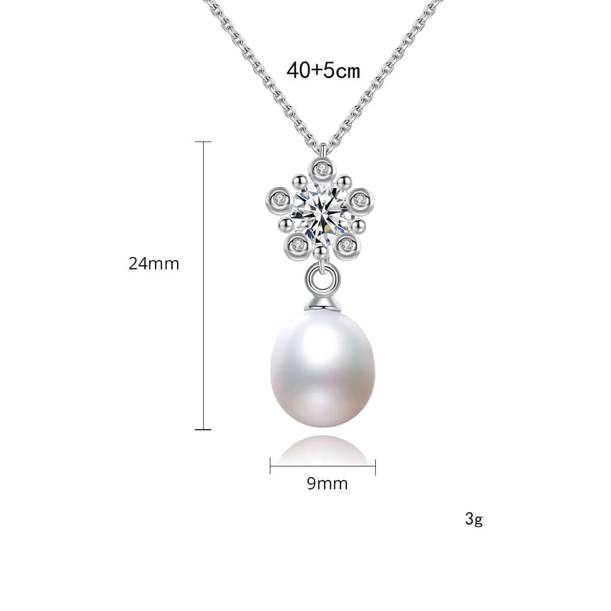 s925 Silver Delicate CZ Diamond Flower Pendant Add a Pearl Necklace