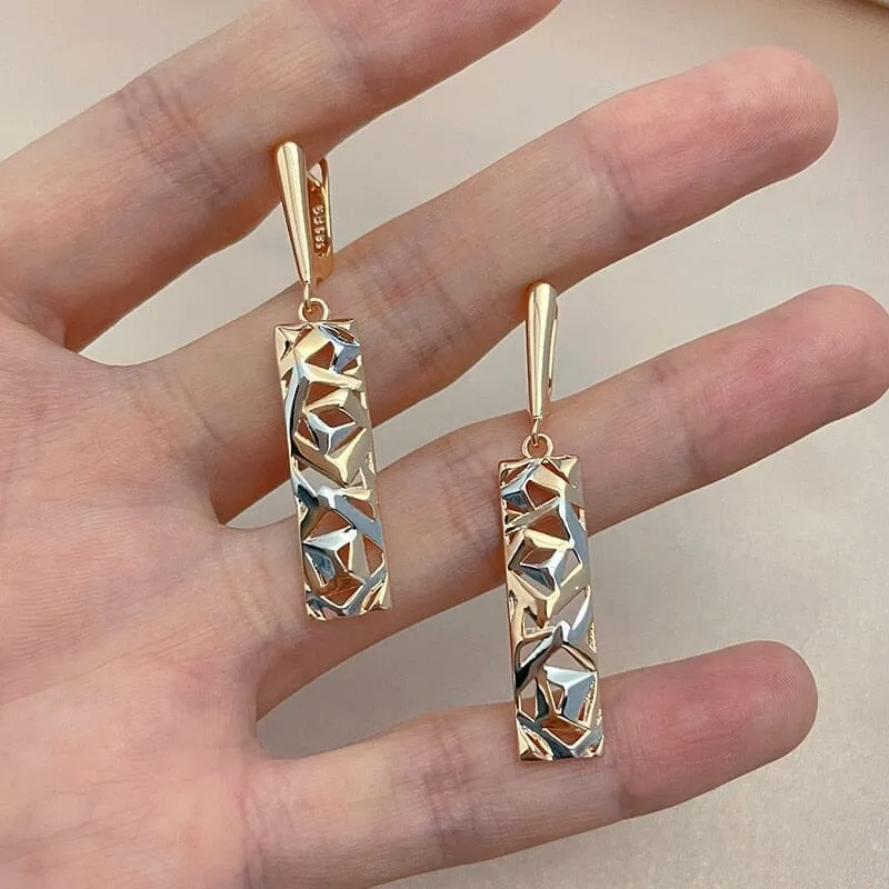 Silver and Rose Gold Geometric Hollow Earrings