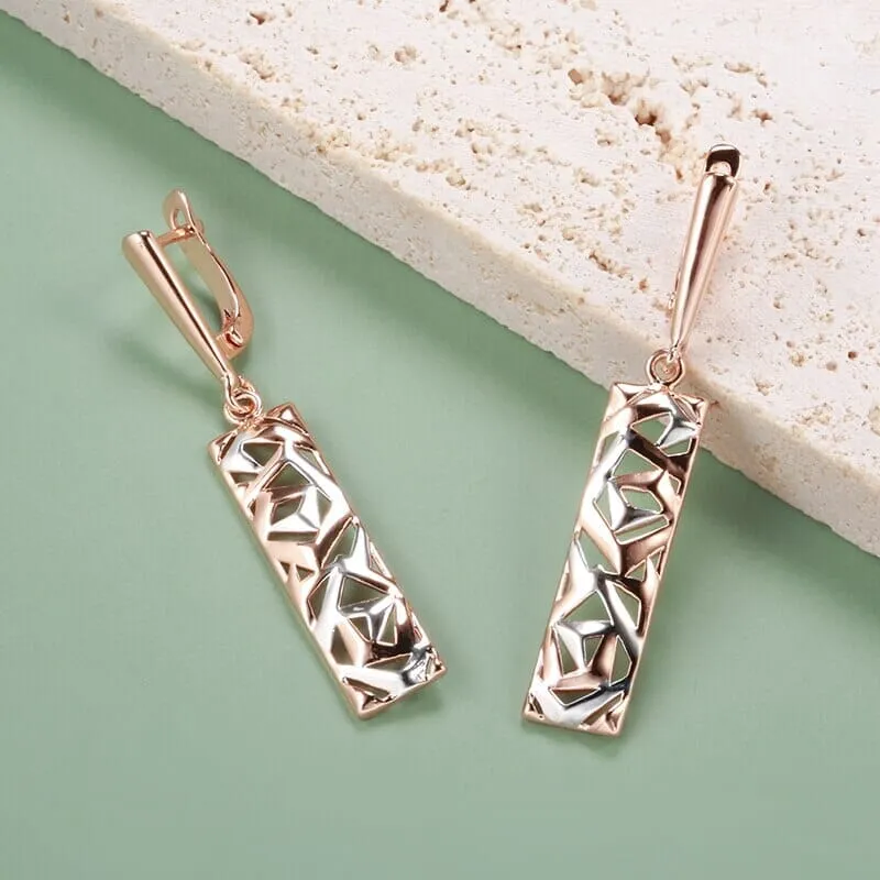 Silver and Rose Gold Geometric Hollow Earrings