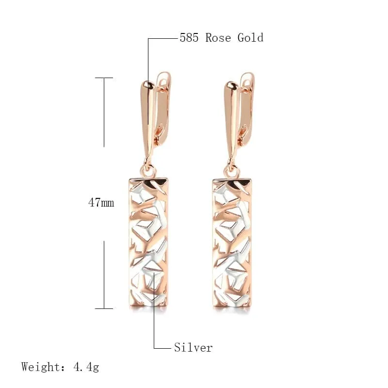 Silver and Rose Gold Geometric Hollow Earrings