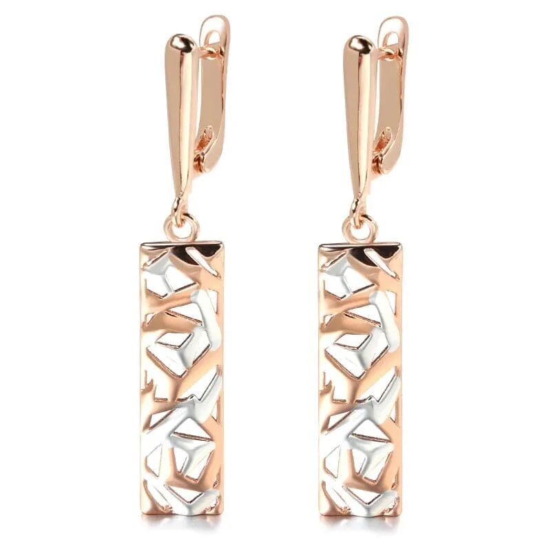 Silver and Rose Gold Geometric Hollow Earrings