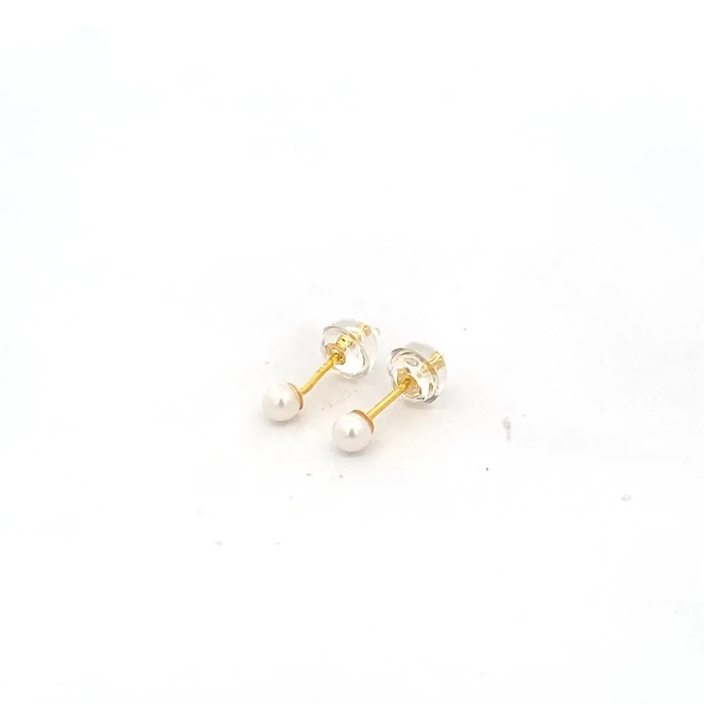 Silverworks Set of Dragonfly, Flower and Pearl Dainty Gold Stud Earrings - MicroStud Collection S738