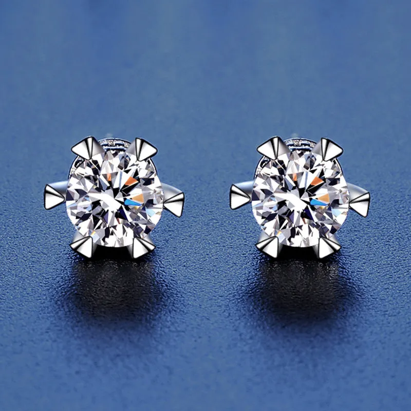 Six Claw Tower Moissanite Stud Earrings