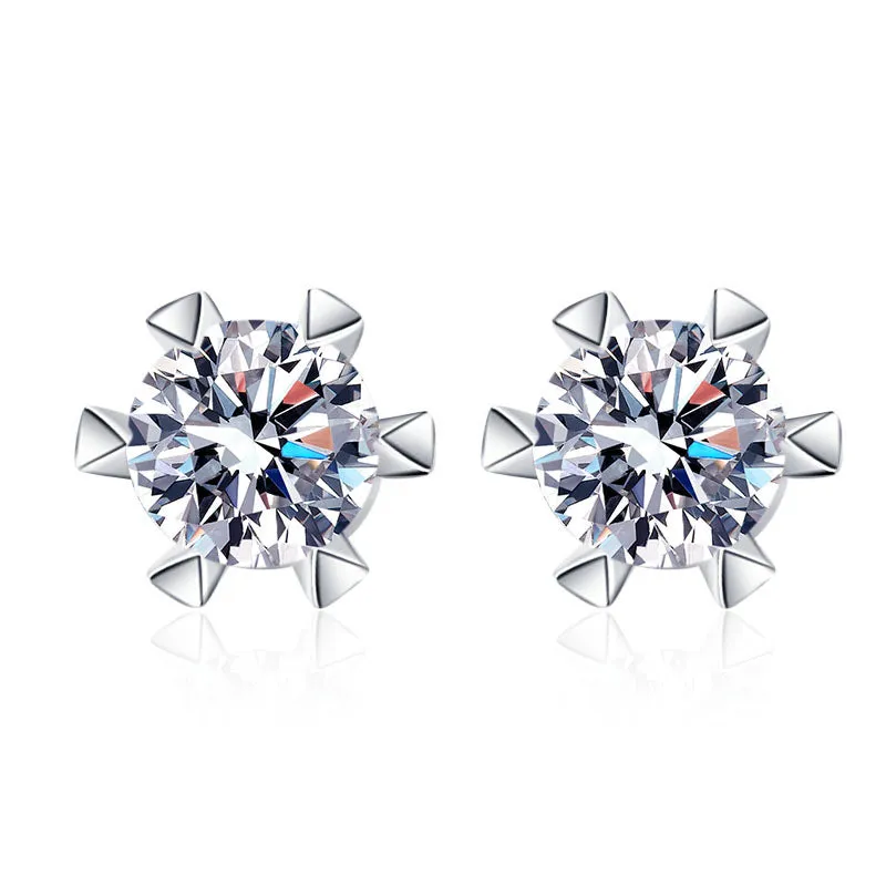 Six Claw Tower Moissanite Stud Earrings