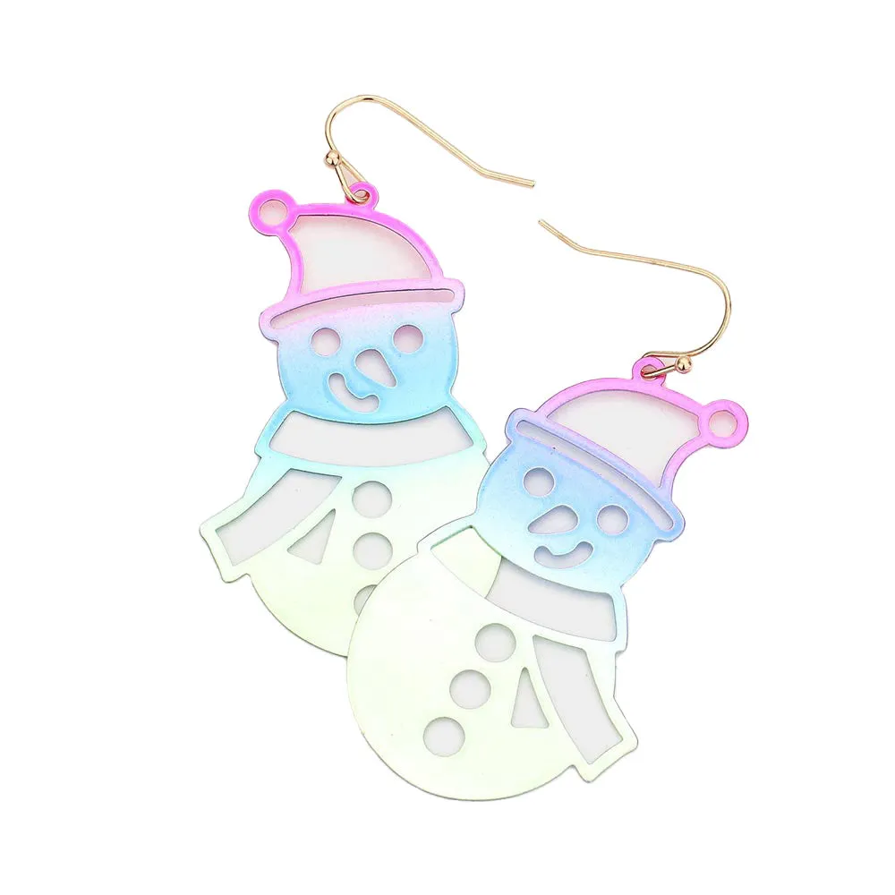 Snowman Metal Cutout Dangle Earrings