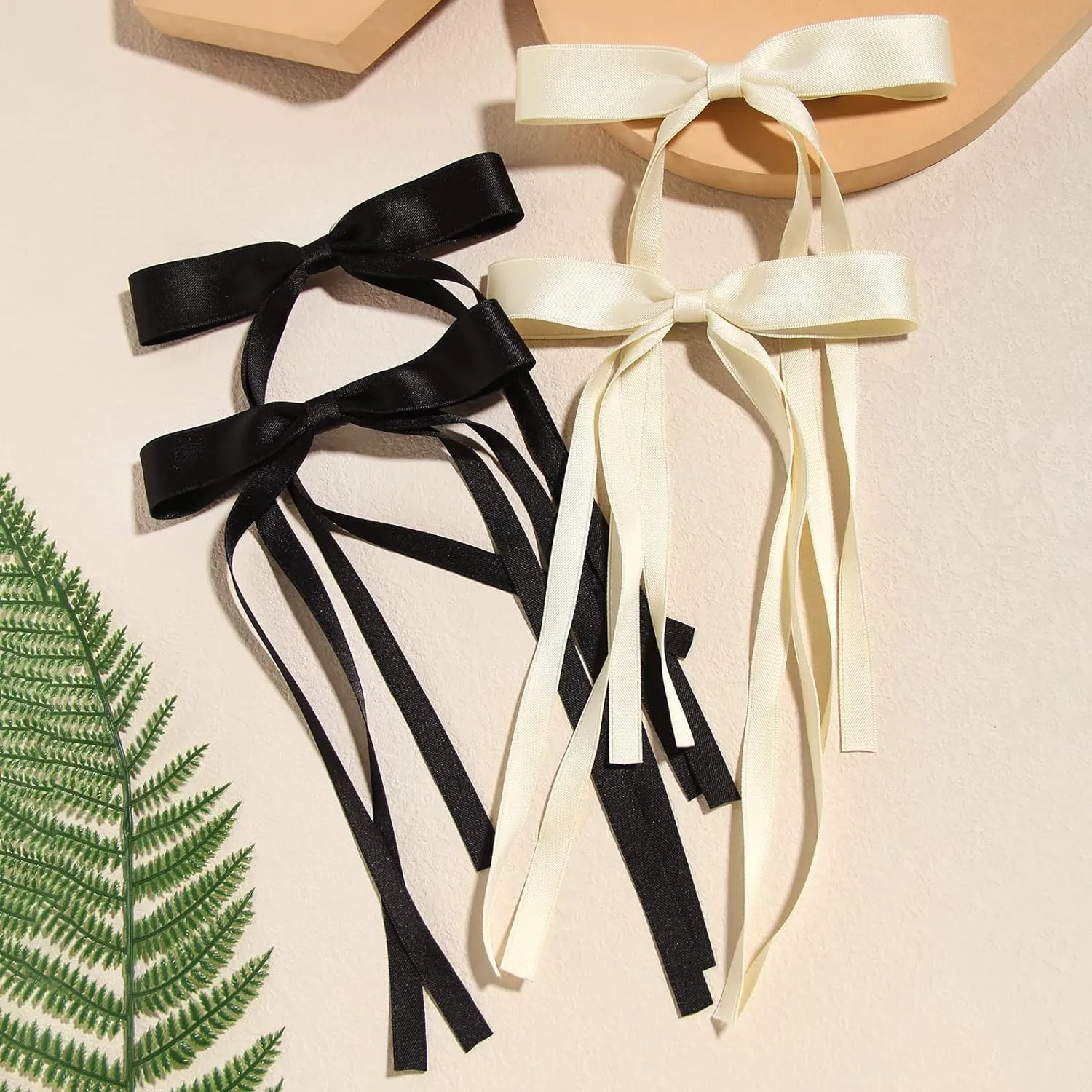 Spring 4Pcs Hair Clips for Women Tassel Ribbon Bowknot