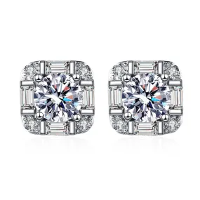 Square Shape Fashion Studs Moissanite Earrings