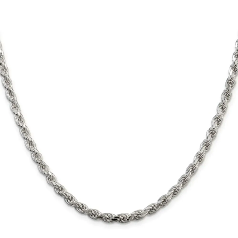 Sterling Silver 4.25mm Diamond-Cut Rope Chain