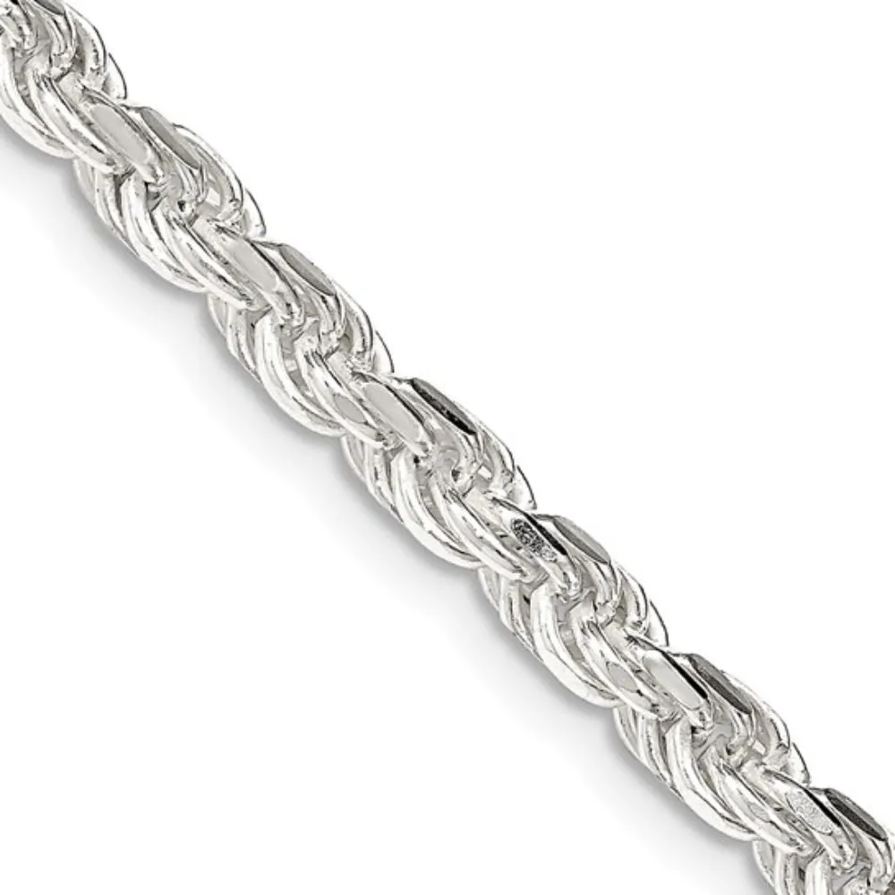 Sterling Silver 4.25mm Diamond-Cut Rope Chain