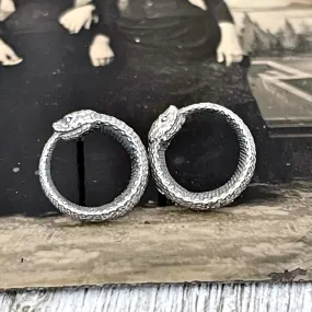 Sterling Silver Ouroboros Snake Earrings 12x12mm  / Sterling Silver Stud Earrings