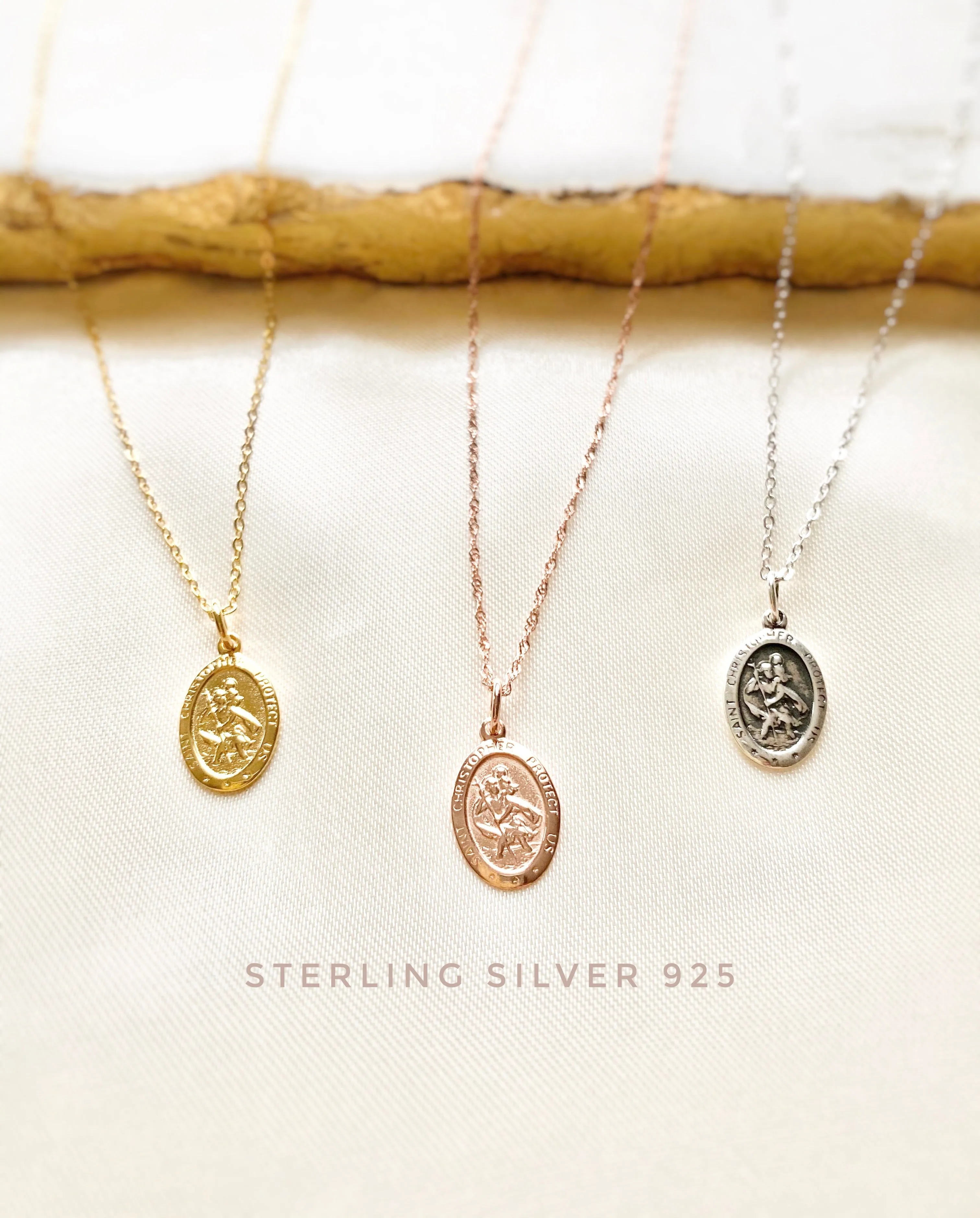 Sterling Silver St. Christopher necklace, Traveler's Necklace, Protection Necklace, Gold Medallion Necklace, Traveling Saint Necklace