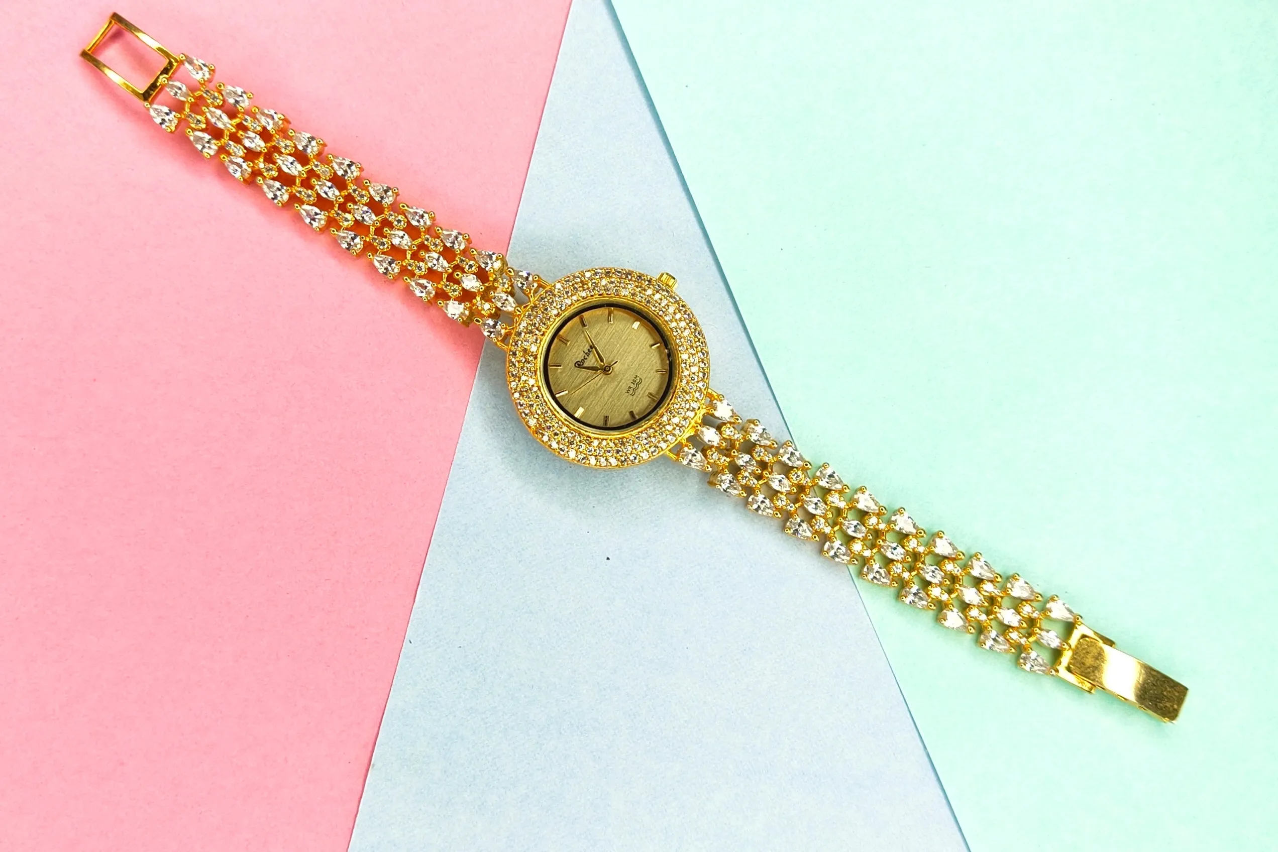 Stylish Gold Plated Cz Watch By Asp Fashion Jewellery