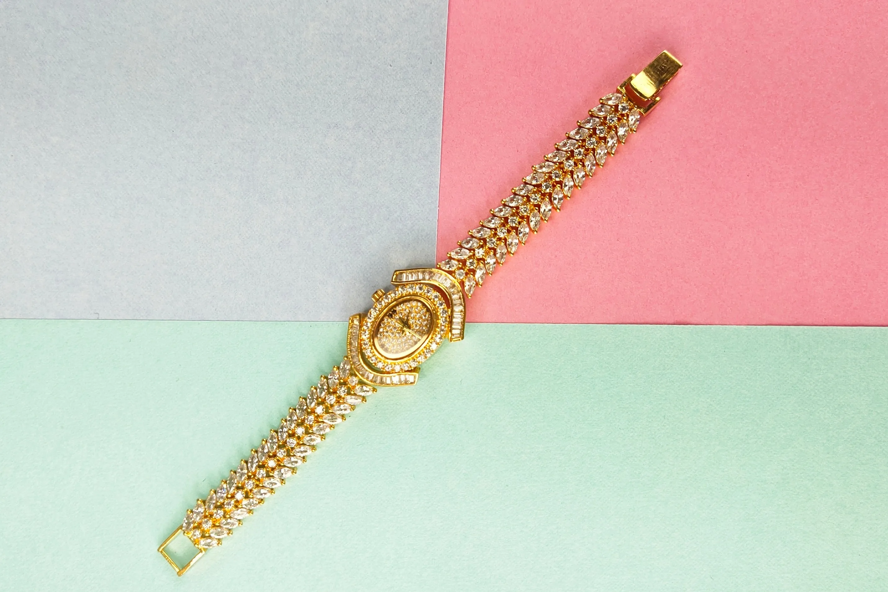 Stylish Gold Plated Cz Watch By Asp Fashion Jewellery